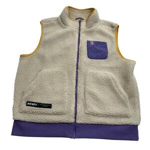 Nerdy Shearling Vest in Cream Purple